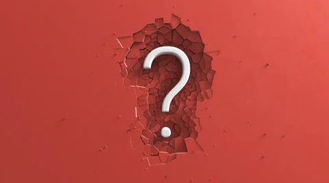 Large White Question mark minimalist animation with impact effect on Red 스톡 일러스트