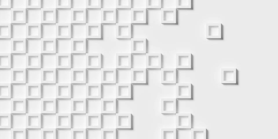 Large white square or cube frames geometry background wallpaper banner, fad.. Stock Illustration