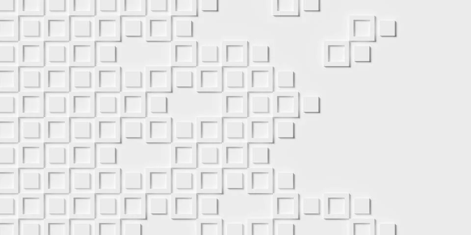Large white square or cube frames alternating with cubes or boxes geometry .. Illustrazione stock