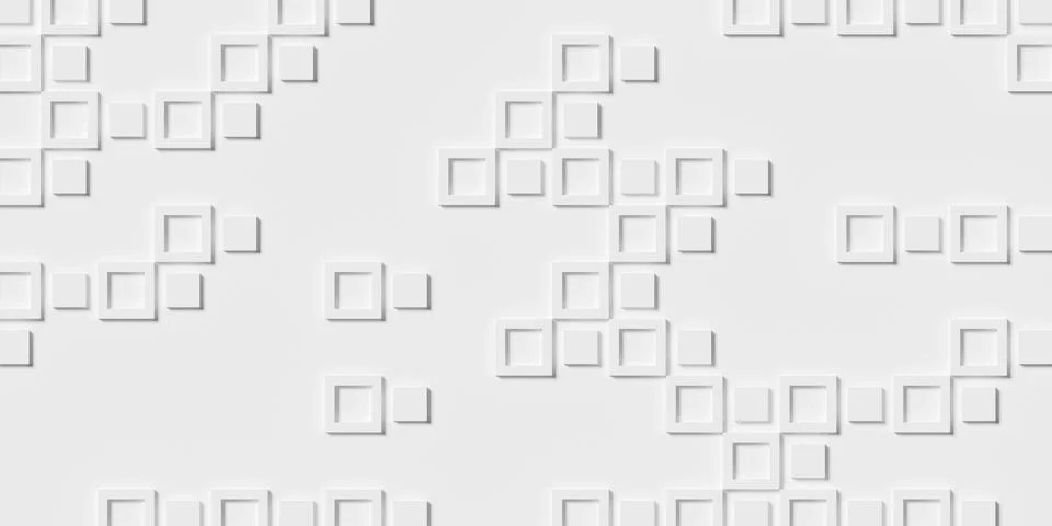 Large white square or cube frames alternating with cubes or boxes geometry .. Stock Illustration