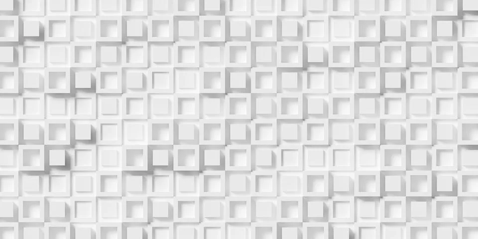 Large white square or cube frames alternating with cubes or boxes geometry .. Illustrazione stock