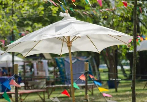 Large white umbrella. Stock Photos