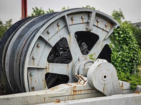 Large winch winding drum Stock Photos