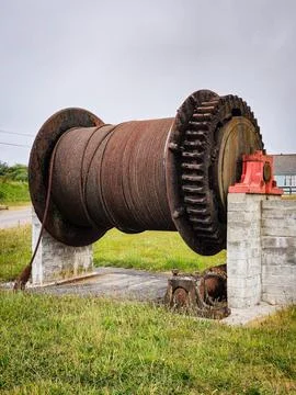 Large winch winding drum Stock Photos