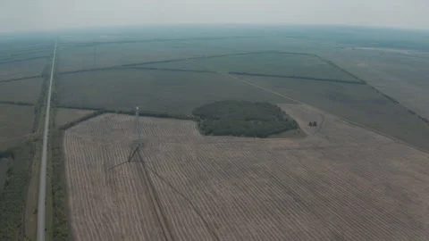 Large wind turbines in the field Stock-Footage 244477482