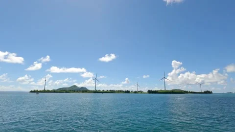 Large windmill in the ocean on Mahe Island, Seychelles. Stock Footage 155797130