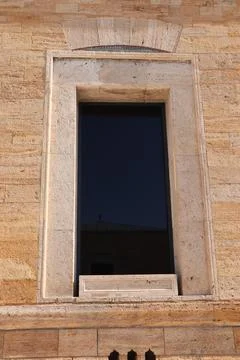 Large window and stone wall at Anitkabir Atatrk Mausoleum in Ankara, Turkey Stock Photos