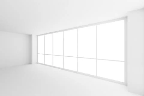 Large window in empty white business office room Stock Illustration
