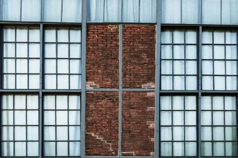 Large window front of an factory Foto stock