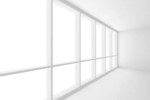 Large window in white empty business office room Stock Illustration
