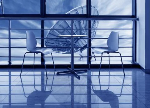 Large windows in the office Stock Photos