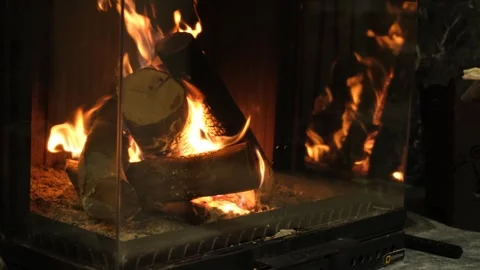 A large wood-burning fireplace Stock-Footage 262747872