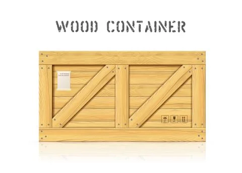 Large wooden cargo box vector mockup element Stock Illustration