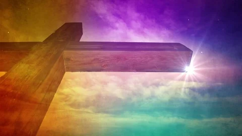 Large Wooden Cross And Clouds Easter Background Stock Footage 73932154