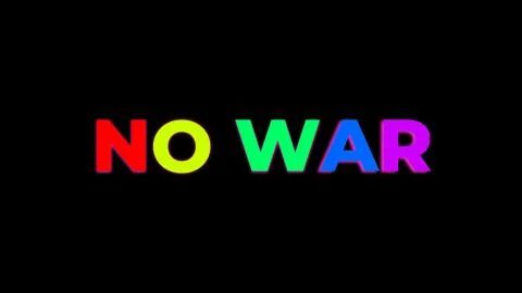 Large words NO WAR with colored letters on a black background Stock Illustration