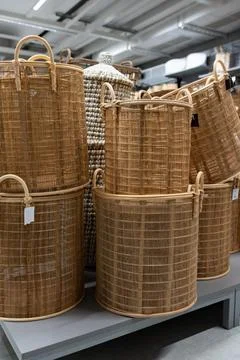 Large woven baskets. Stock Photos