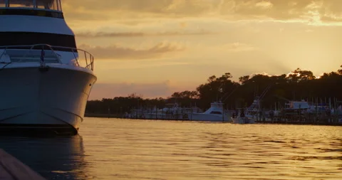 Large Yacht at Dusk Stock Footage 166423096