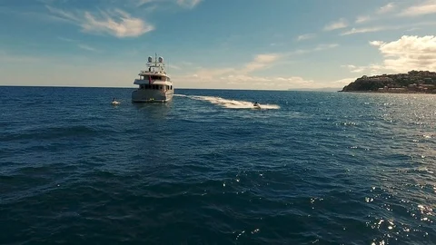 Large yacht navigating the sea  Stock Footage 111655862