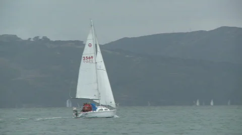 Large yacht sailing Stock Footage 485452