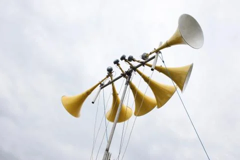 Large yellow loudspeaker system Stock Photos