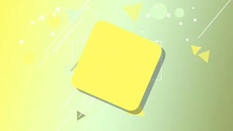 A large yellow rounded square icon floats on a green and yellow gradient wi.. イラスト素材