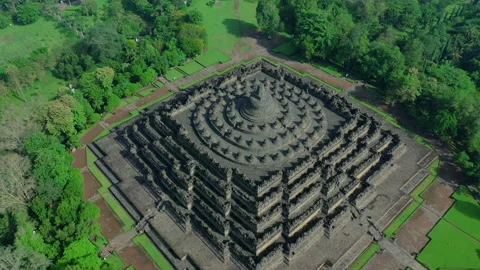 The largest Aerial View of Borobudur Temple, Magelang. Indonesia (3) Stock Footage 148492671