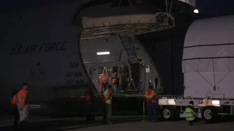The Largest Aircraft in the U.S. Air Force C-5M Super Galaxy 029 Stock Footage 162055784