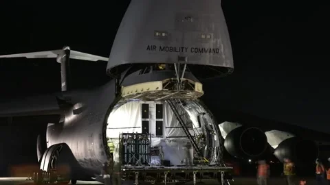 The Largest Aircraft in the U.S. Air Force C-5M Super Galaxy 033 Stock Footage 162055799