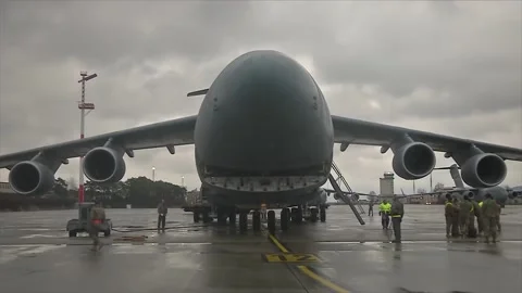 The Largest Aircraft in the U.S. Air Force C-5M Super Galaxy 007 Stock Footage 162055918