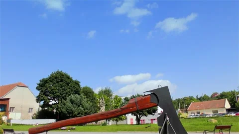 The Largest Axe in the World - Konice Castle Stock Footage 252071764