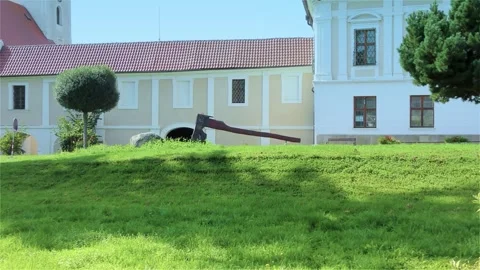 The Largest Axe in the World - Konice Castle Stock Footage 252072132