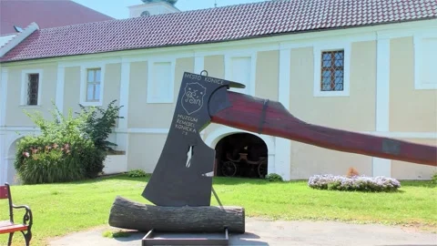 The Largest Axe in the World - Konice Castle Stock Footage 252072302