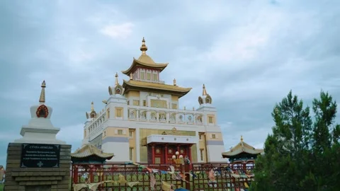Largest Buddhist temple in Europe front view wind Stock Footage 253673441