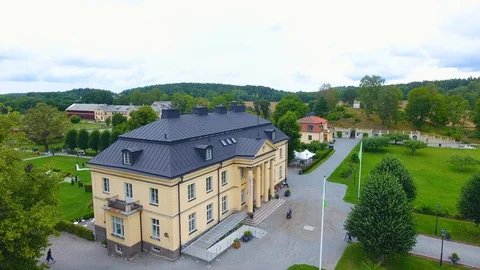 Largest castle in Stockholm nice view and green drone film Stock Footage 129865989