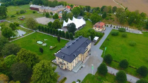 Largest castle in Stockholm nice view and green drone film Stock Footage 129866023