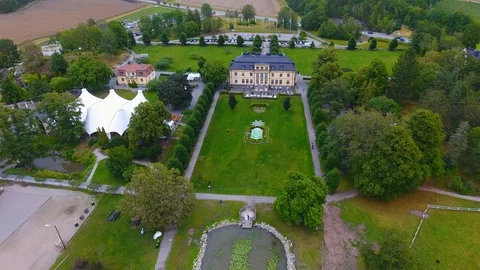 Largest castle in Stockholm nice view and green drone film Stock Footage 129866902