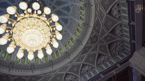 The largest chandelier in the world, Sultan Qaboos Grand Mosque Stock Footage 99268403