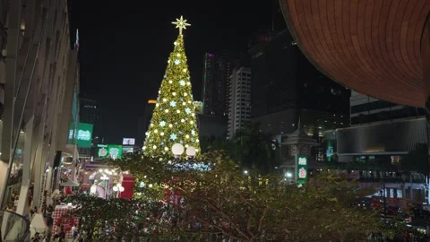 The largest Christmas tree at Central World in Bangkok, Thailand Stock Footage 297861048