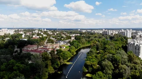 The largest flag of Ukraine on the water in Sumy Stock Footage 255198389