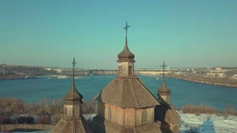 The largest island on the Dnieper Stock Footage 87035661