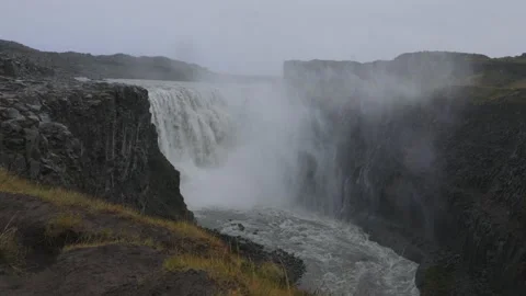 The largest, mighty and beautiful waterfall in Iceland, Dettifoss Stock Footage 227904786