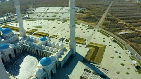 The largest mosque in Central Asia. In the center of the capital in Kazakhstan. Stock Footage 240540969