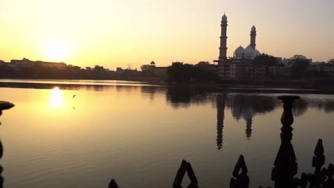 Largest Mosque in India - Taj Ul Masajid in Bhopal city of Madhya Pradesh, India Stock Footage 152033293