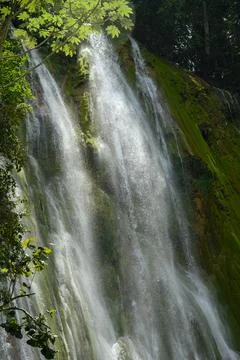 Largest natural waterfall in Dominical republic carribbean sea Stock Photos