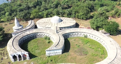 Largest 'Om' Shaped Temple In The World | Monuments Of India | Aerial 4K Stock Footage 154865212