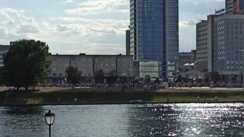 The largest opposition protest in Minsk. Video stock 137661622