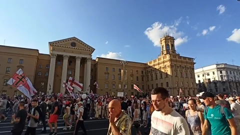 The largest opposition protest in Minsk. Stock Footage 137661900
