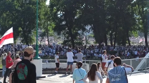 The largest opposition protest in Minsk. Video stock 137662145