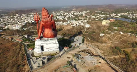 Largest Shiva Statue in The World Overlooking The City, Cinematic Aerial View 4K Stock-Footage 154857388