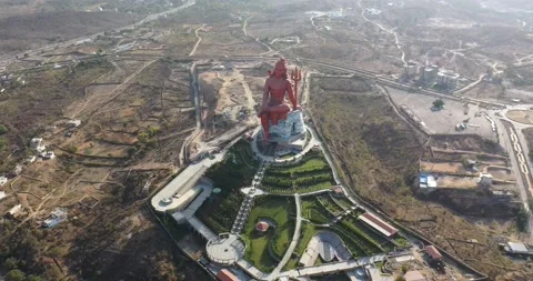 Largest Shiva Statue in The World| Statue of Belief | Cinematic Aerial Reveal Stock Footage 151698683